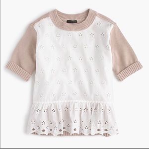 J.Crew short sleeve eyelet sweater Sz S